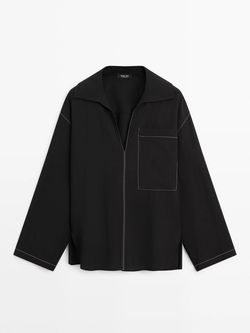 Рубашка-оверштаны из шерстю с карманом