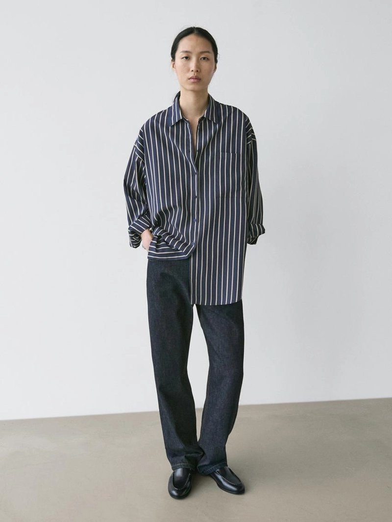 Рубашка в полоску с карманом