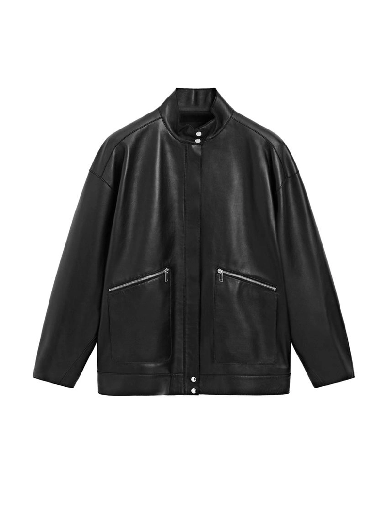 Куртка из овечьей кожи с карманными деталями