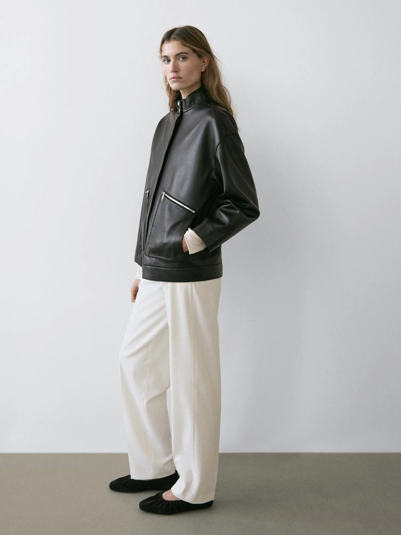 Куртка из овечьей кожи с карманными деталями