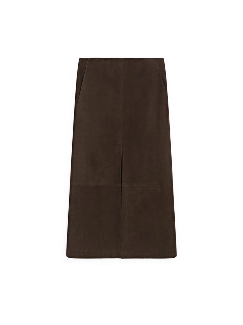 Юбка-миди из прямозернистой кожи
