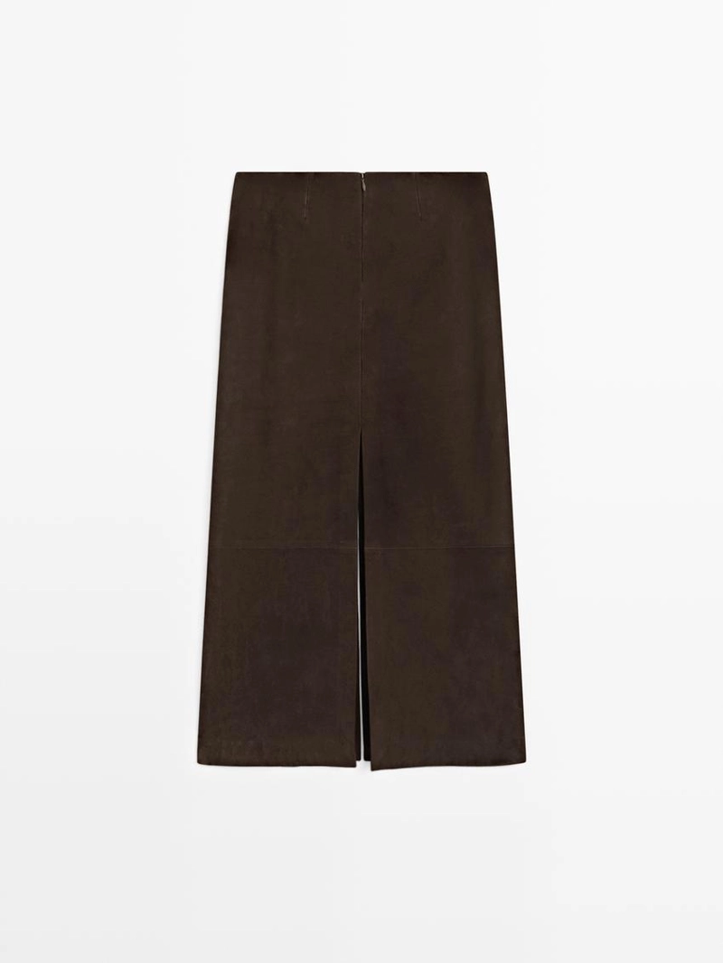 Юбка-миди из прямозернистой кожи