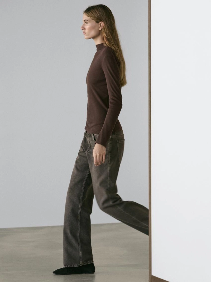 Футболка с длинным рукавом из ребристого хлопка