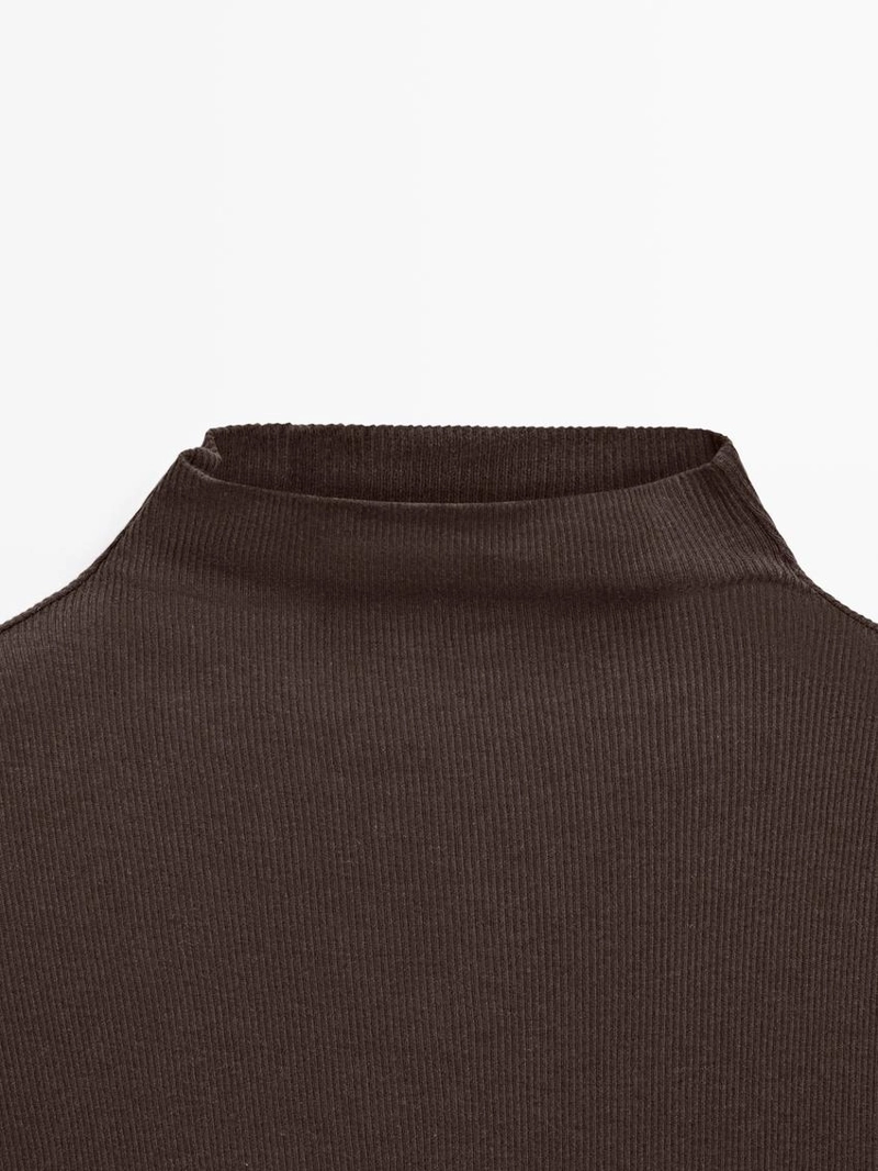 Футболка с длинным рукавом из ребристого хлопка