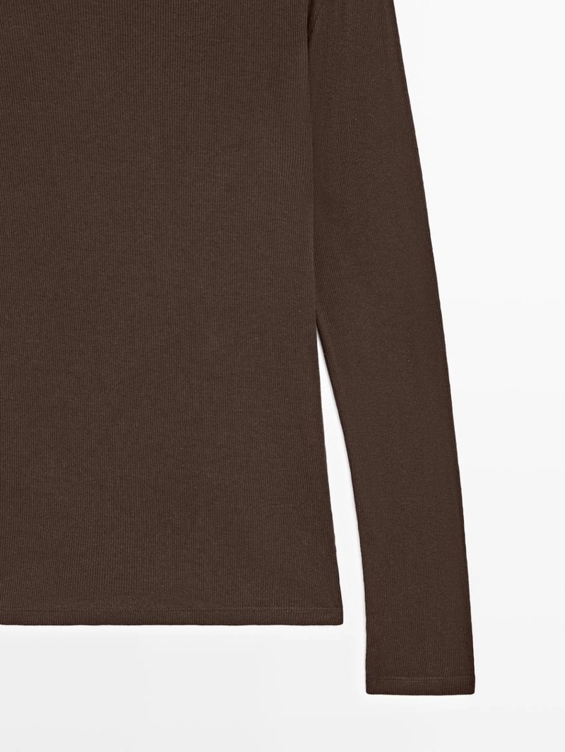 Футболка с длинным рукавом из ребристого хлопка