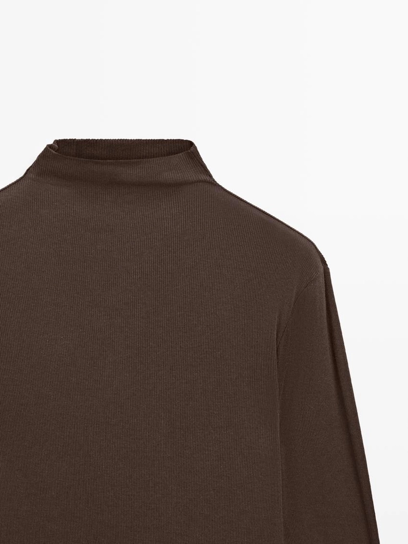 Футболка с длинным рукавом из ребристого хлопка