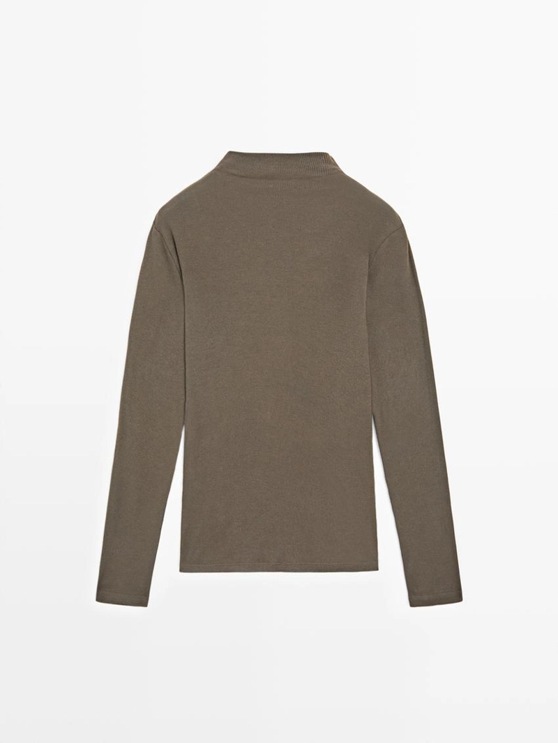 Футболка из ребристого хлопка с длинным рукавом