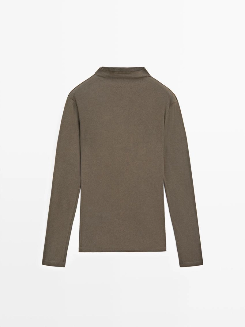 Футболка из ребристого хлопка с длинным рукавом