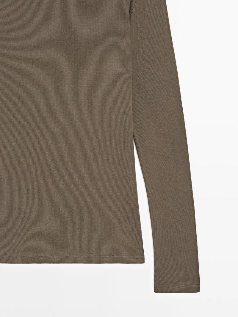 Футболка из ребристого хлопка с длинным рукавом