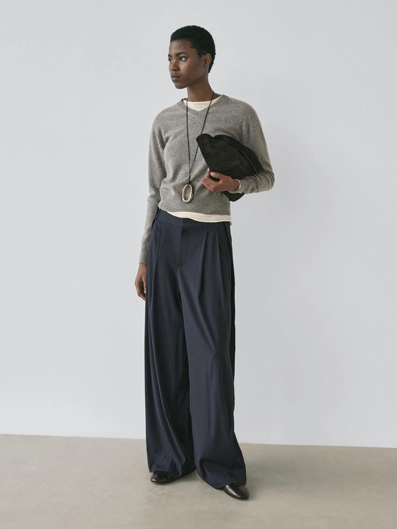 Шерстяные брюки со складками