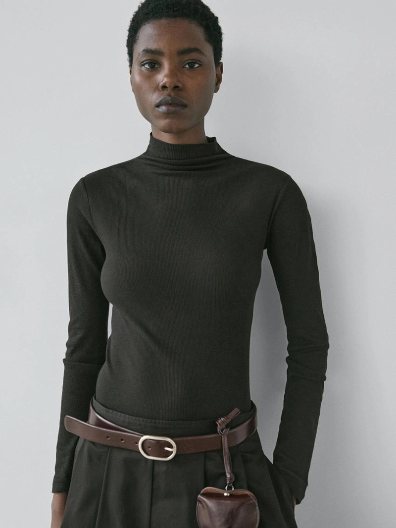 Футболка с длинным рукавом из ребристого хлопка