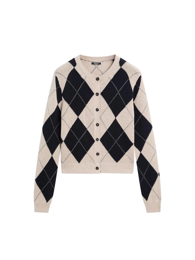 Кардиган из хлопкового микса в английскую клетку