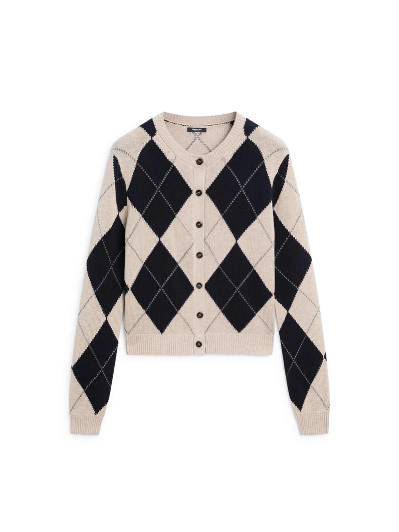 Кардиган из хлопкового микса в английскую клетку