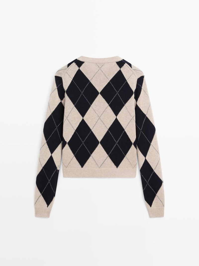 Кардиган из хлопкового микса в английскую клетку