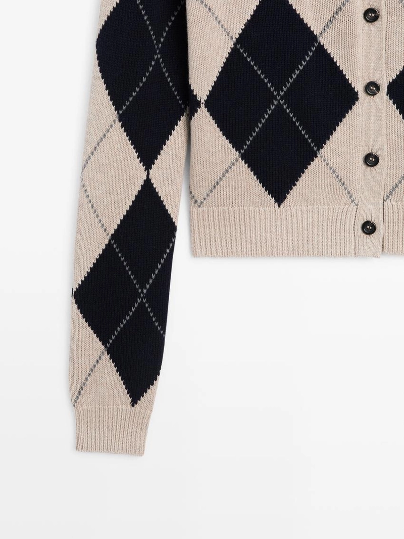 Кардиган из хлопкового микса в английскую клетку