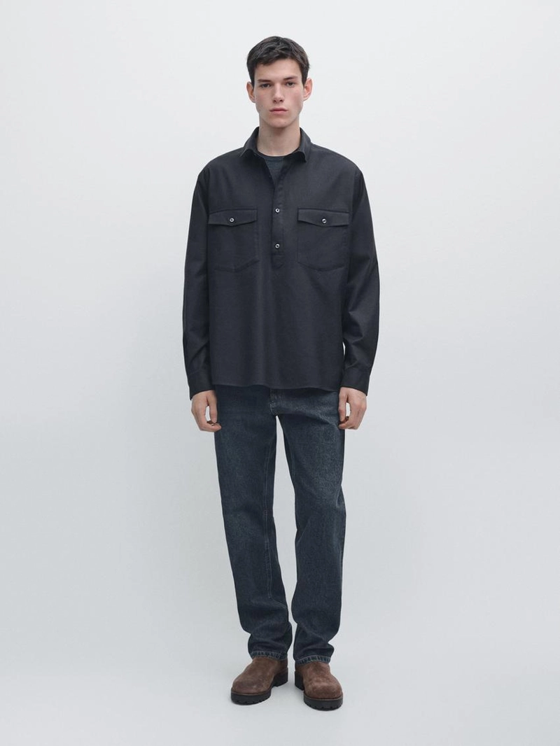 Рубашка из хлопка с карманами