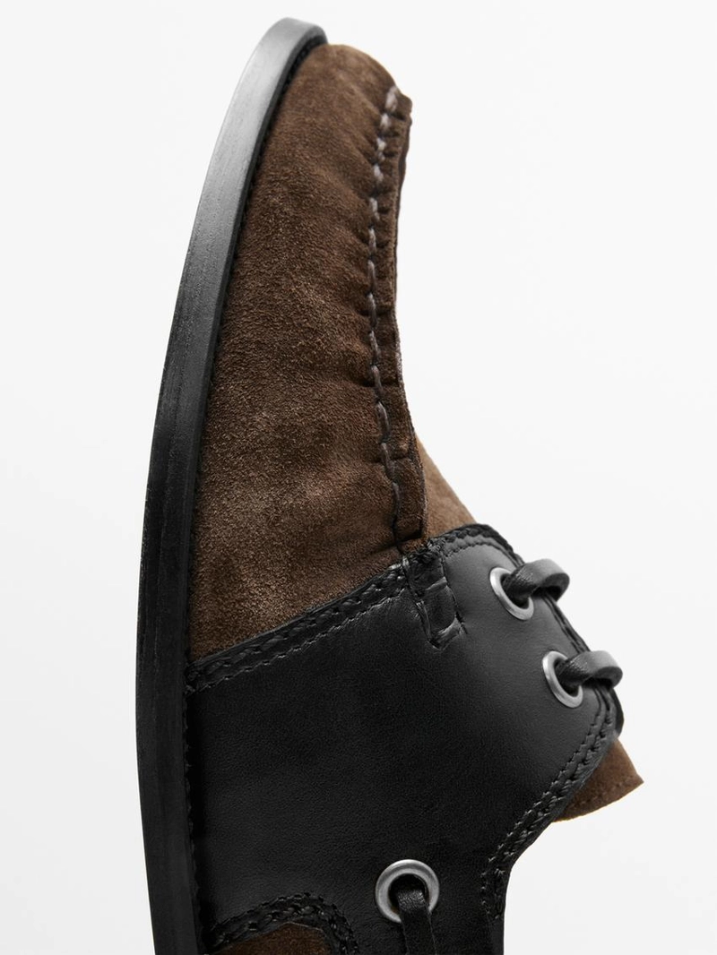 Туфли на палубную подошву из кожи с контрастными деталями