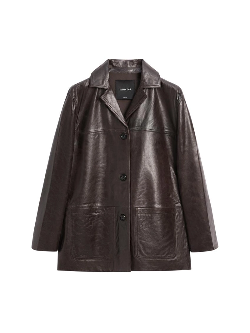 Пиджак из натуральной кожи с пуговицами