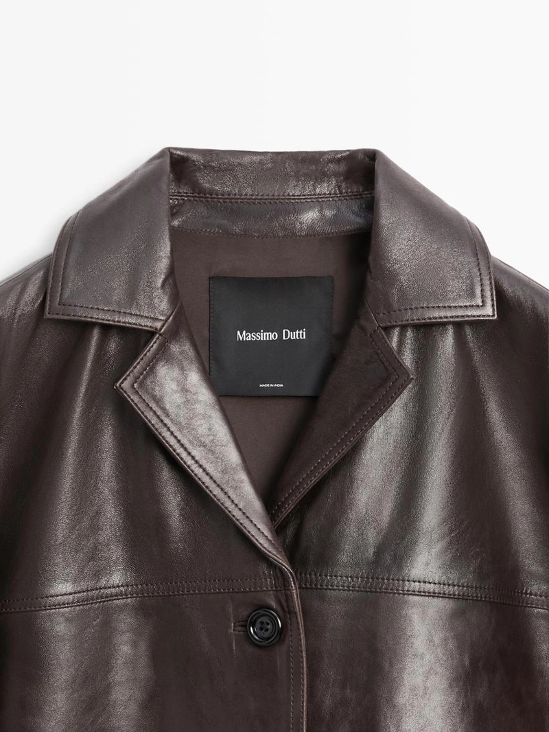 Пиджак из натуральной кожи с пуговицами