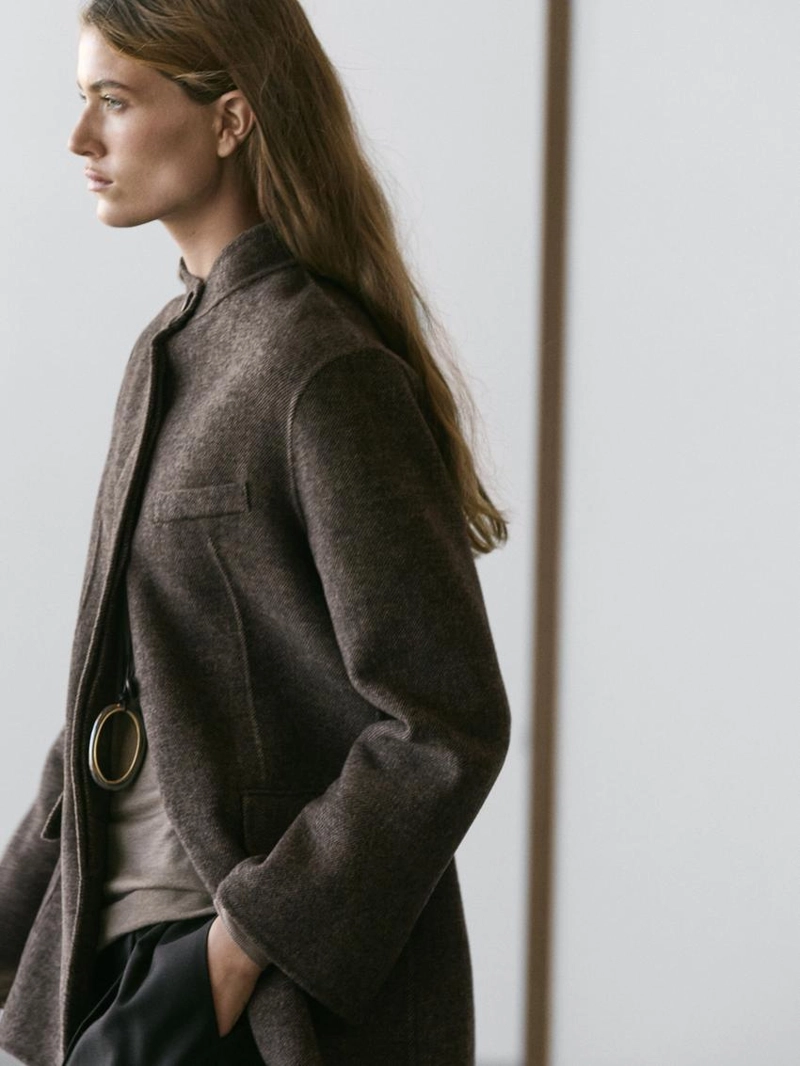 Пальто из шерстяной смеси с вельветовым воротником