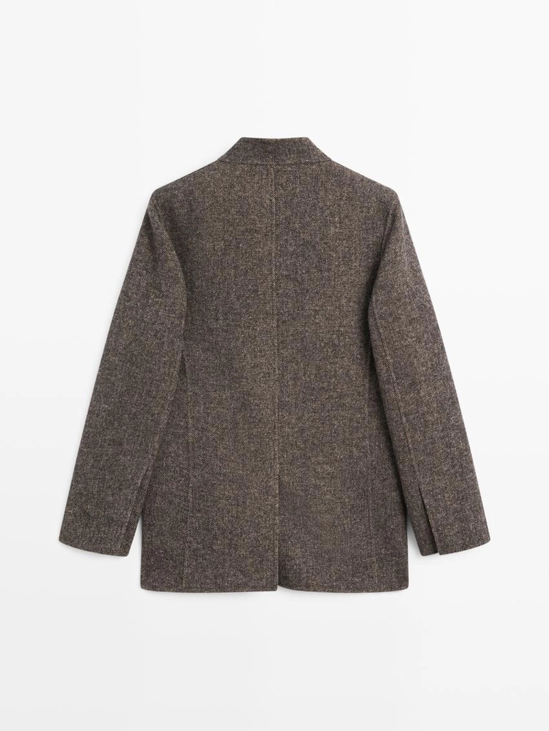 Пальто из шерстяной смеси с вельветовым воротником