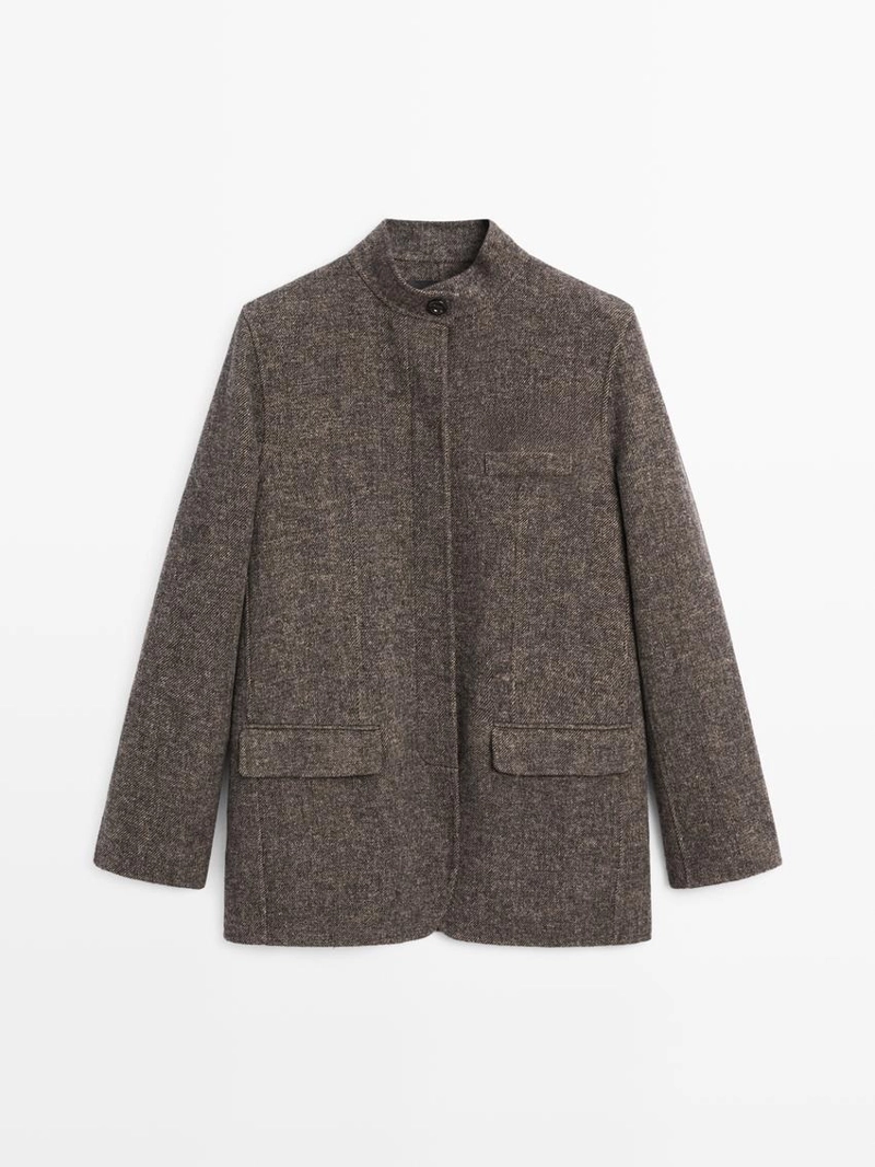 Пальто из шерстяной смеси с вельветовым воротником