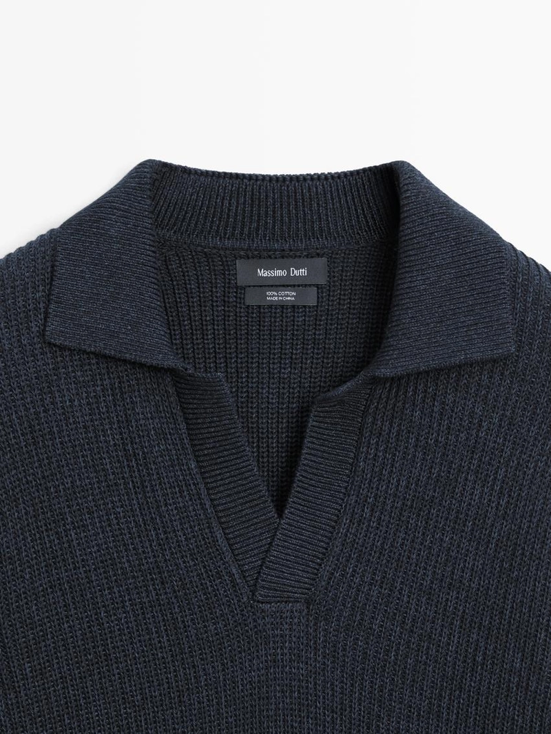 Поло-свитер из хлопкового трикотажа