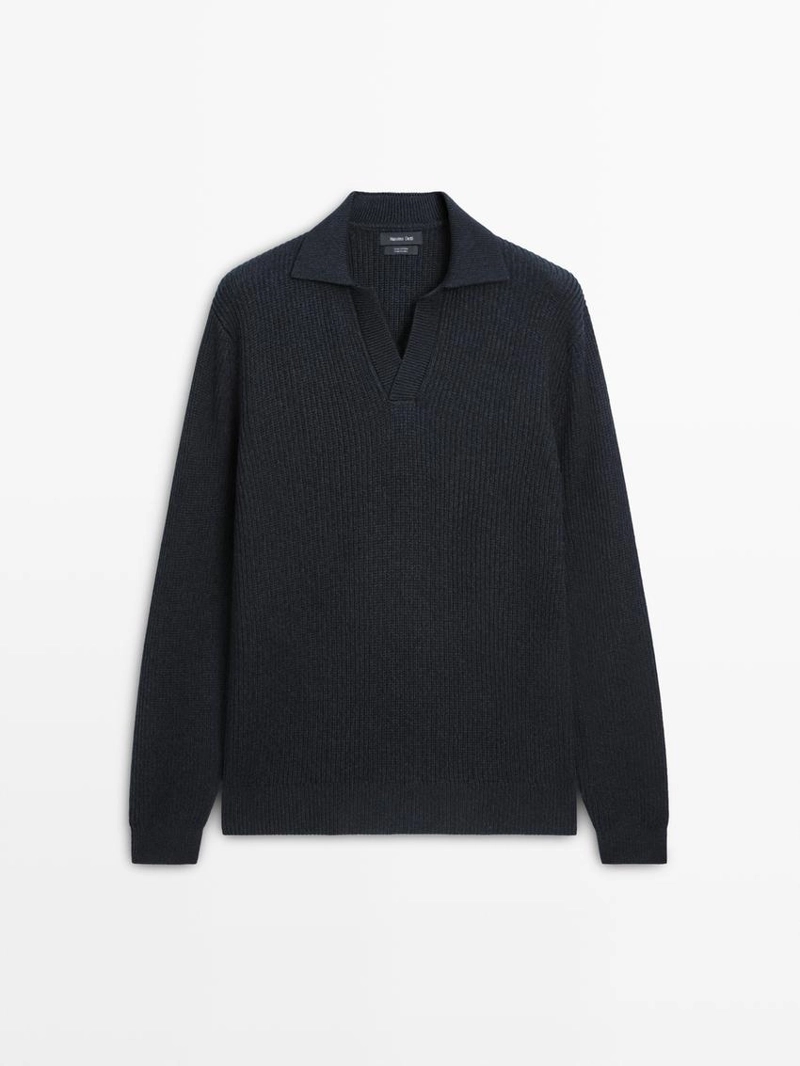 Поло-свитер из хлопкового трикотажа