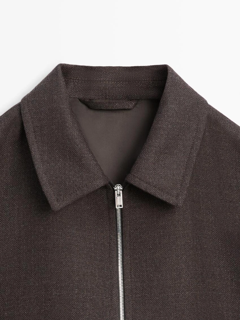 Укороченная куртка-бомбер из 100% шерсти с молнией