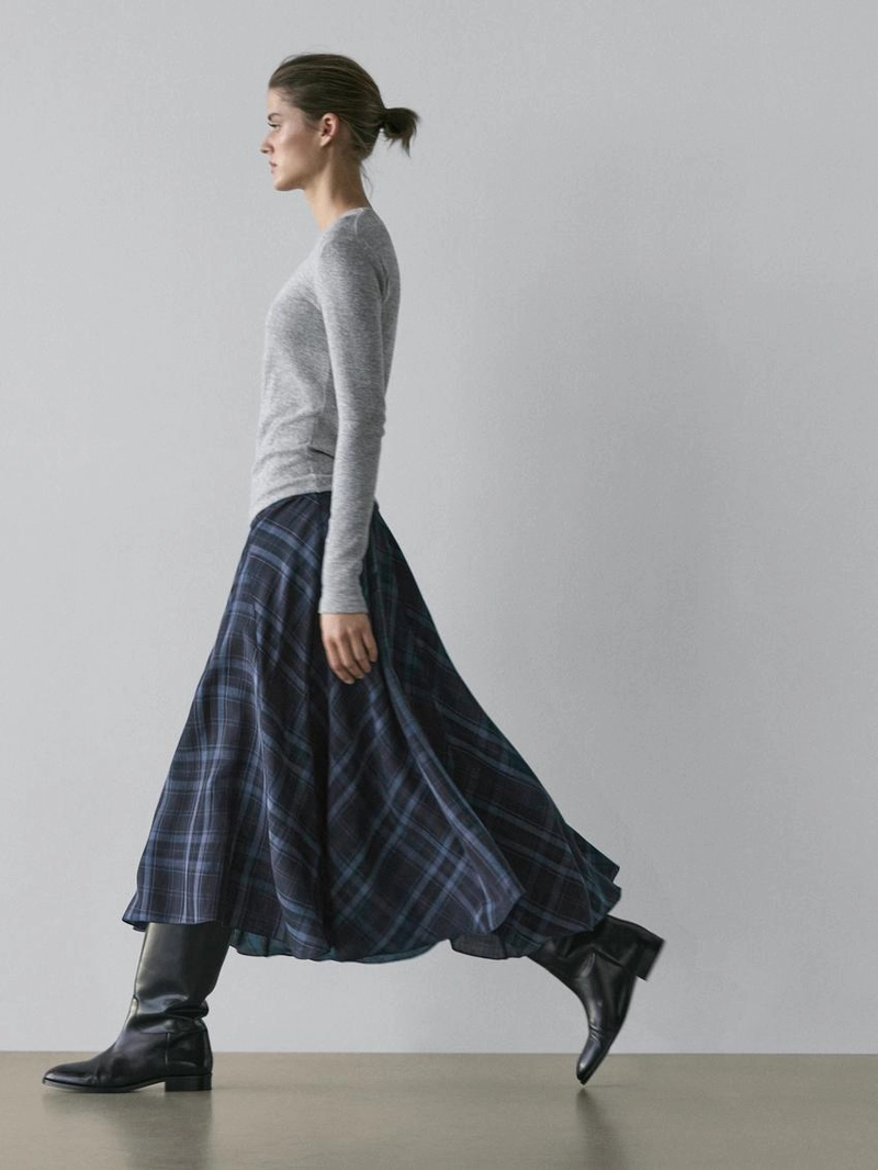 Юбка с завышенной талией в клетку