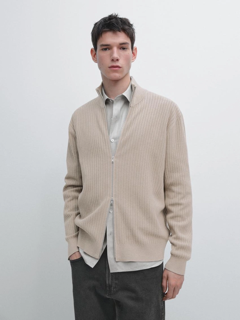 Кардиган из хлопкового трикотажа с молнией