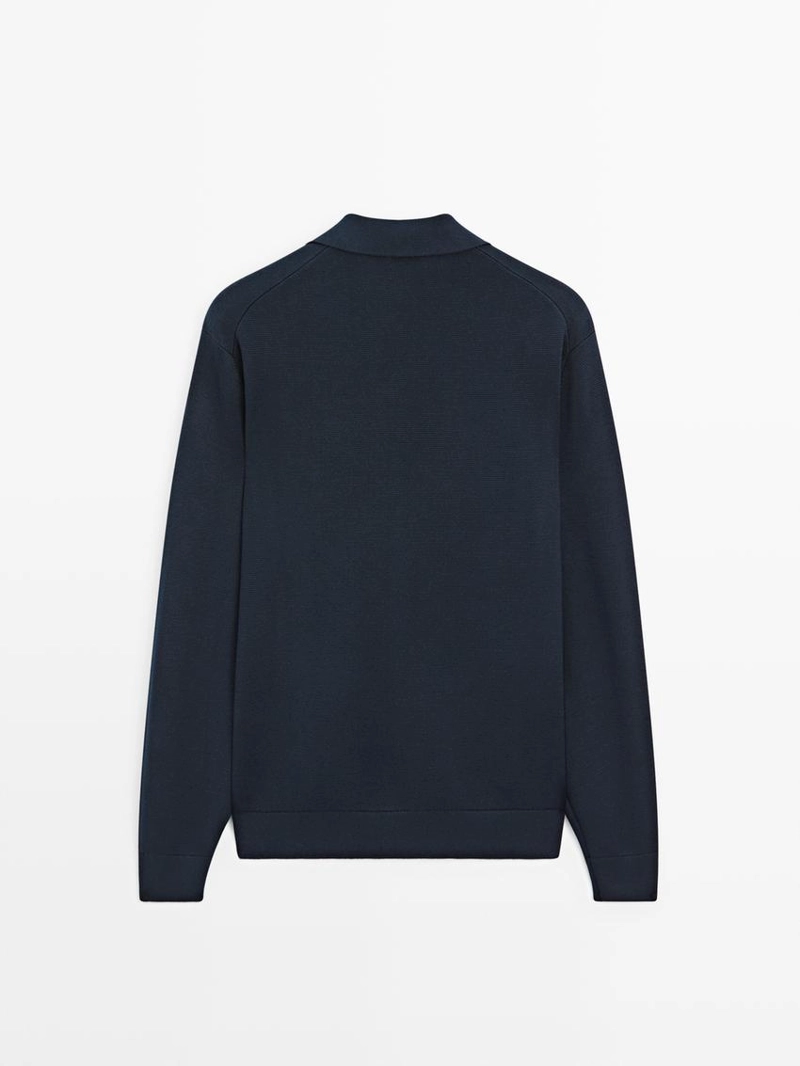 Кардиган из 100% хлопкового трикотажа с воротником-поло