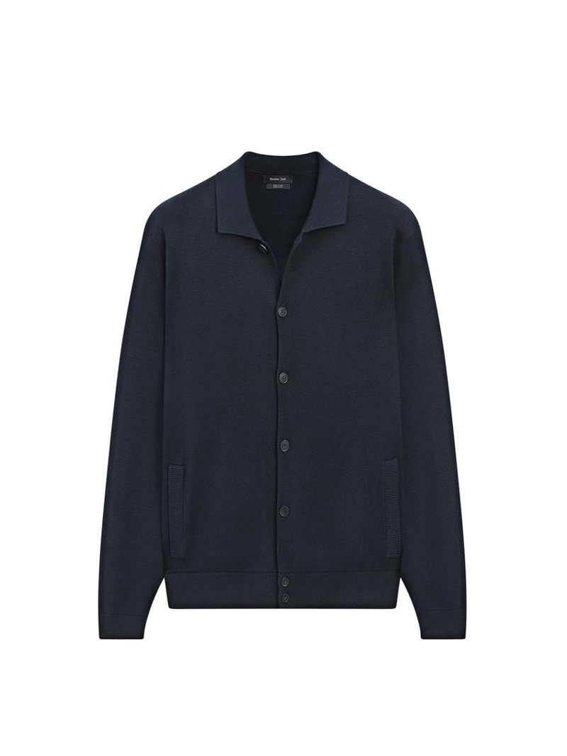 Кардиган из 100% хлопкового трикотажа с воротником-поло