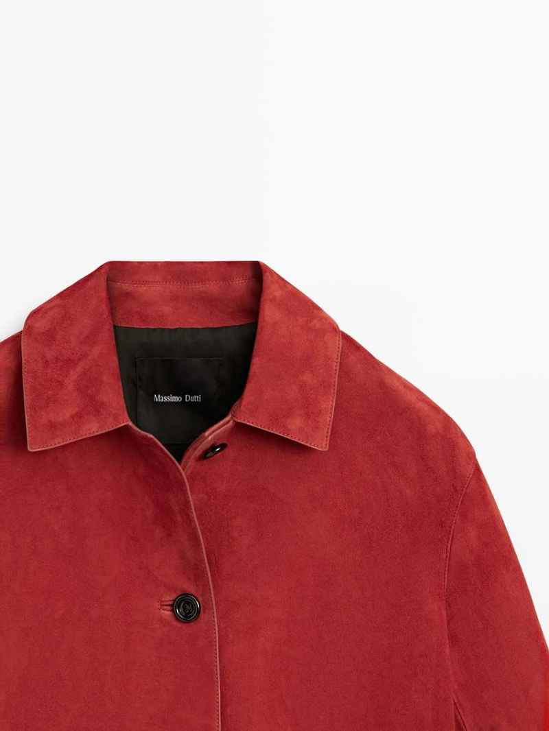 Короткая куртка из замши кожи