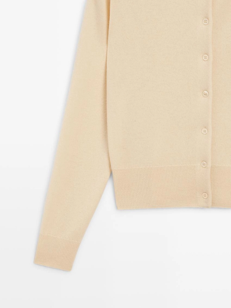 Кардиган из шерстяного трикотажа с круглым вырезом