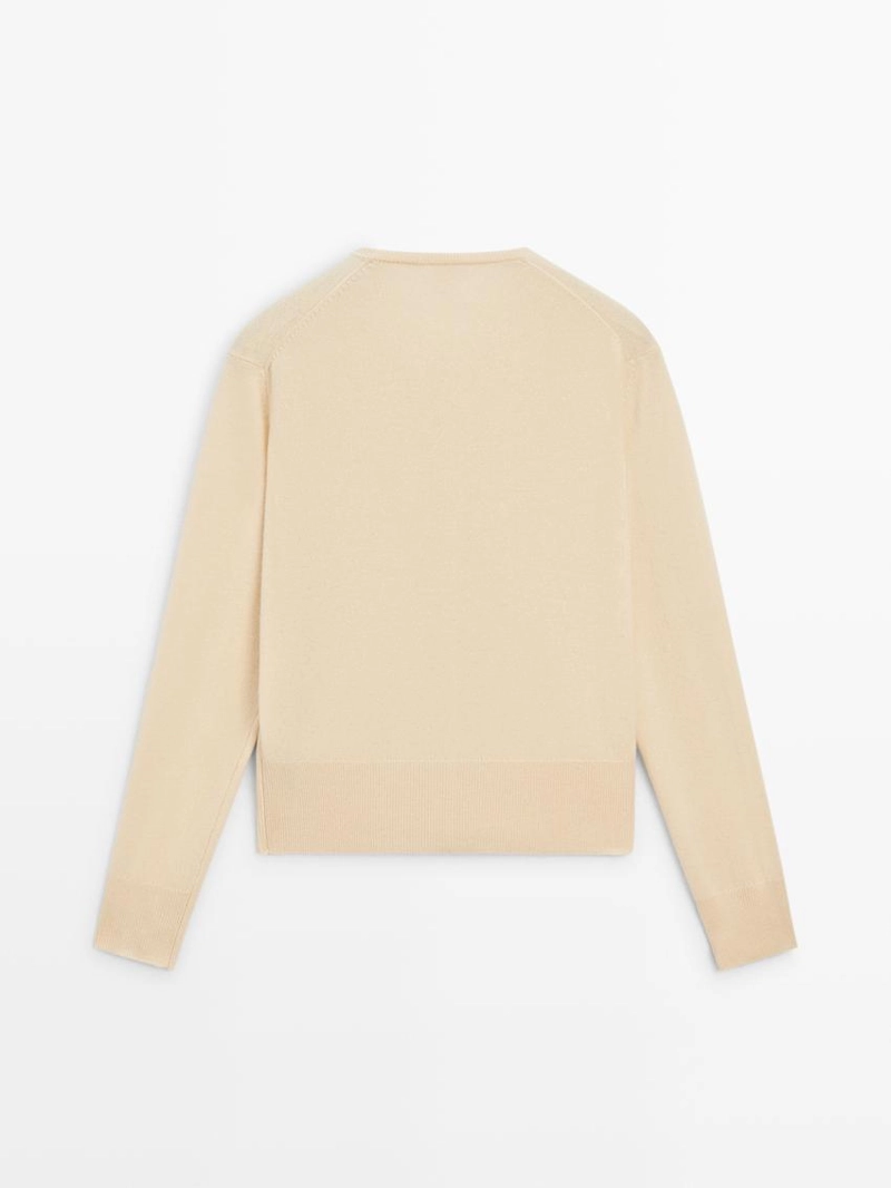 Кардиган из шерстяного трикотажа с круглым вырезом