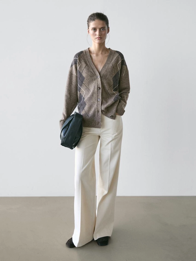 Кардиган из шерсти с аргайловым узором