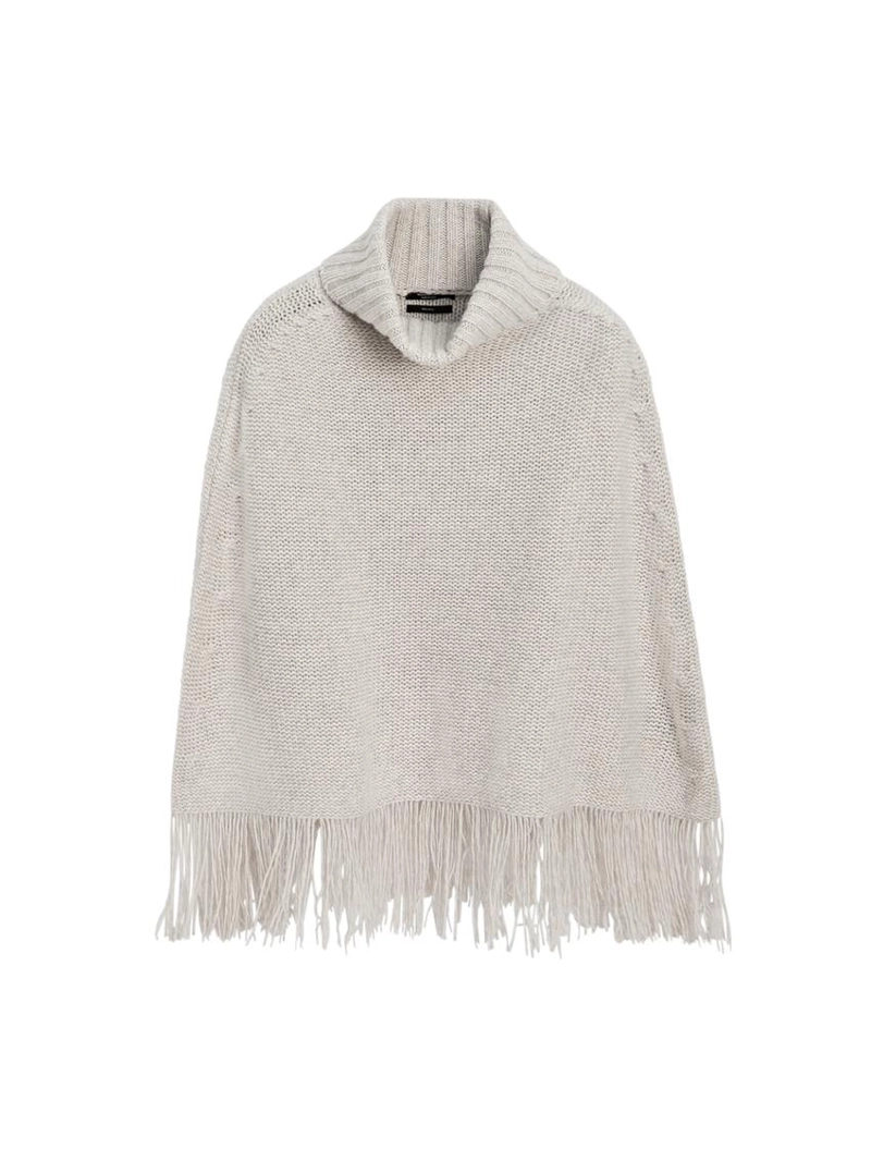 Пальто из 100% шерсти с деталями бахромы