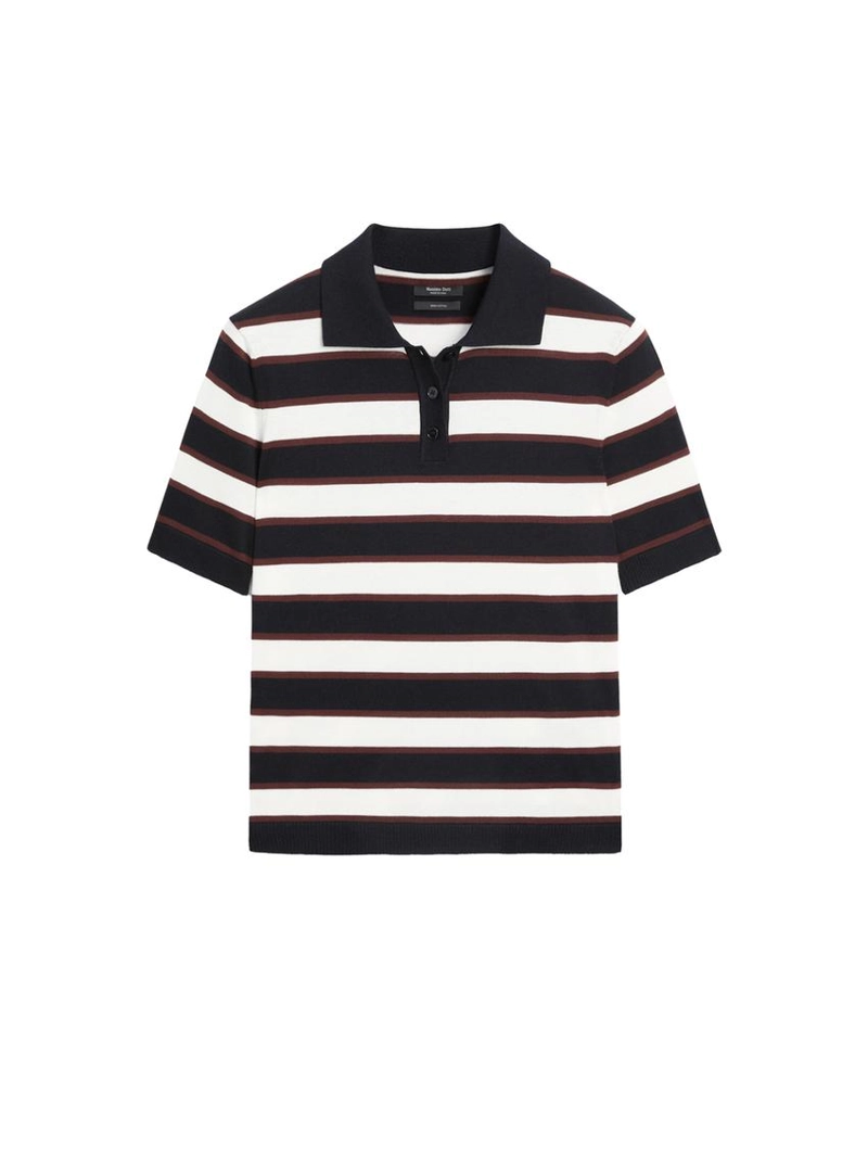 Поло свитер в полоску из вязаного полотна