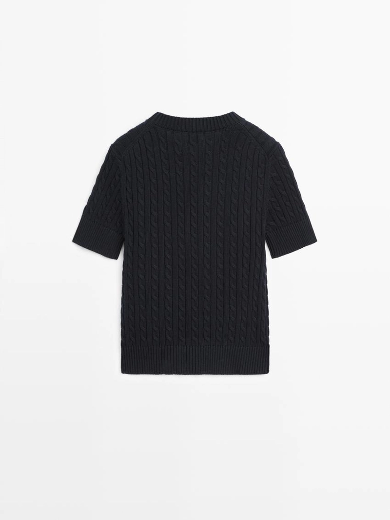 Свитер с коротким рукавом в стиле кабельной вязки