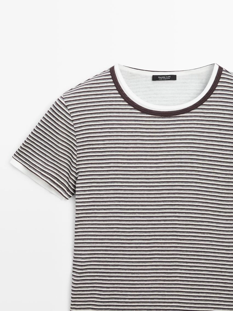 Полосатая двухслойная футболка с короткими рукавами