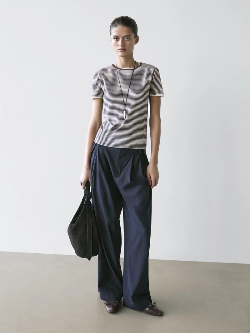 Полосатая двухслойная футболка с короткими рукавами