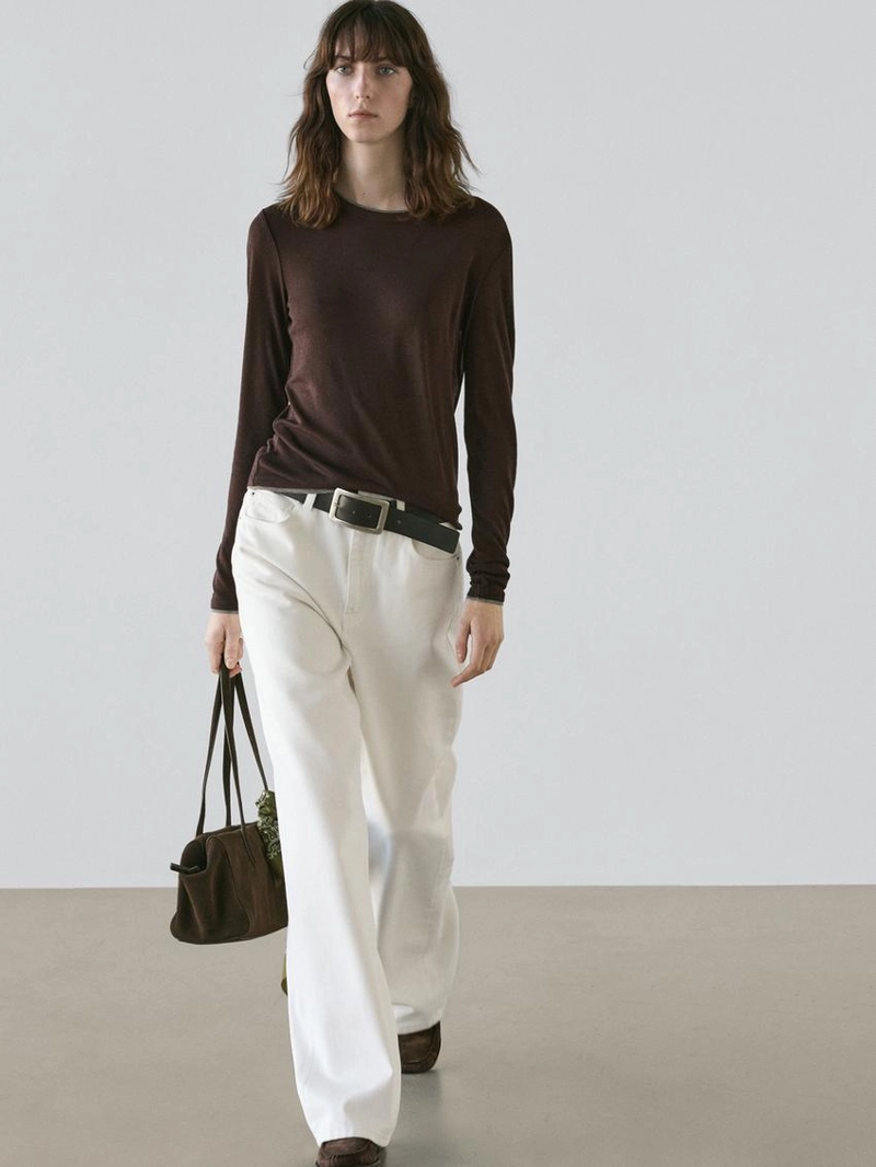 Майка с длинным рукавом и двойной обработкой края