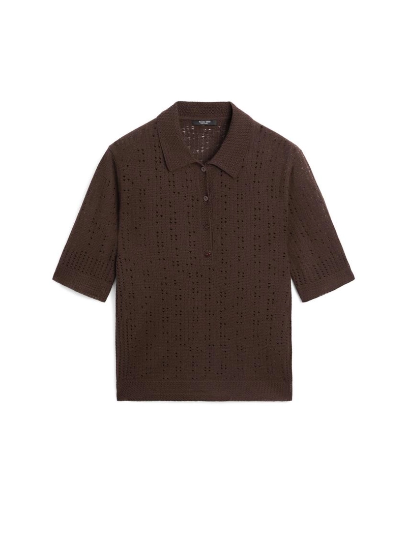 Поло из шерстяно-шерстяной смеси с коротким рукавом