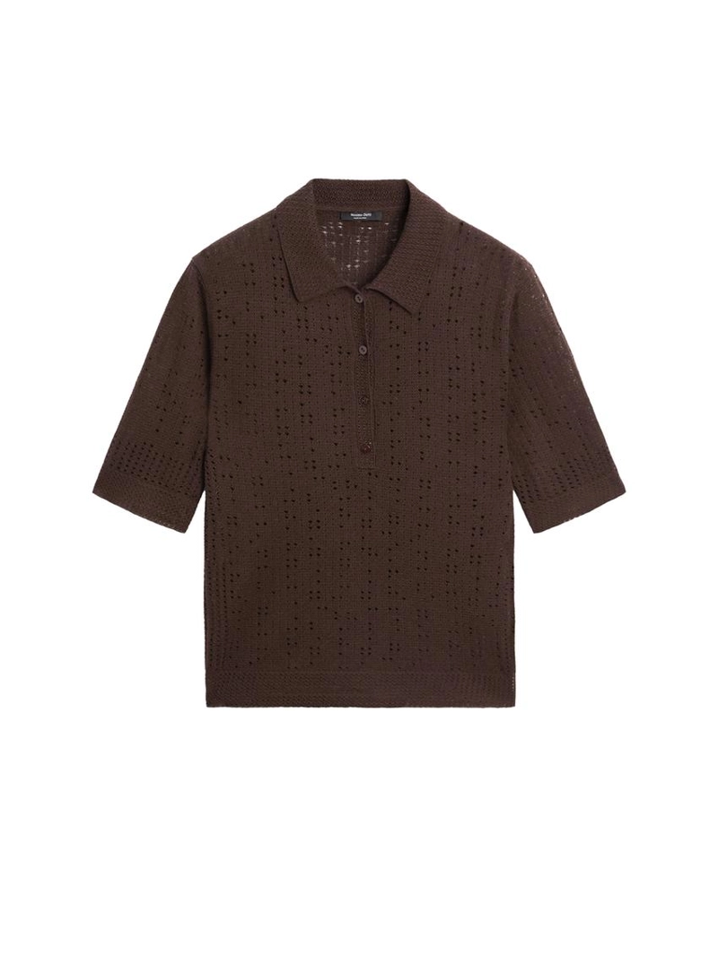 Поло из шерстяно-шерстяной смеси с коротким рукавом