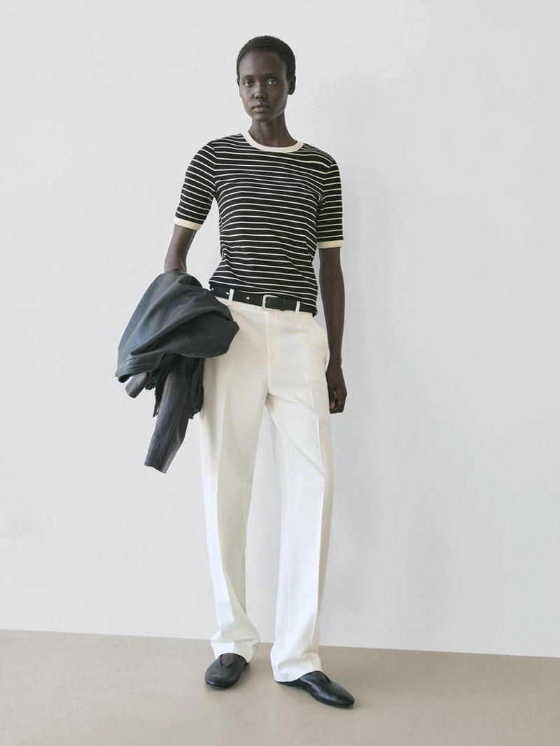 Футболка с коротким рукавом в полоску контрастного цвета