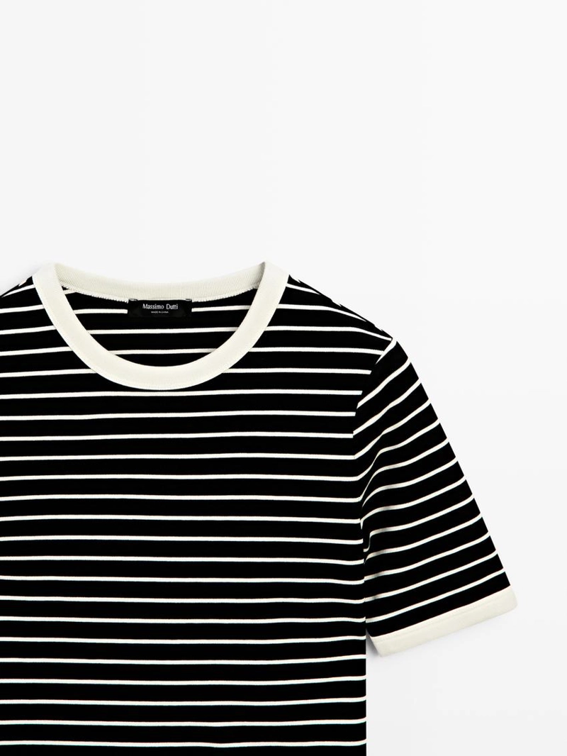 Футболка с коротким рукавом в полоску контрастного цвета