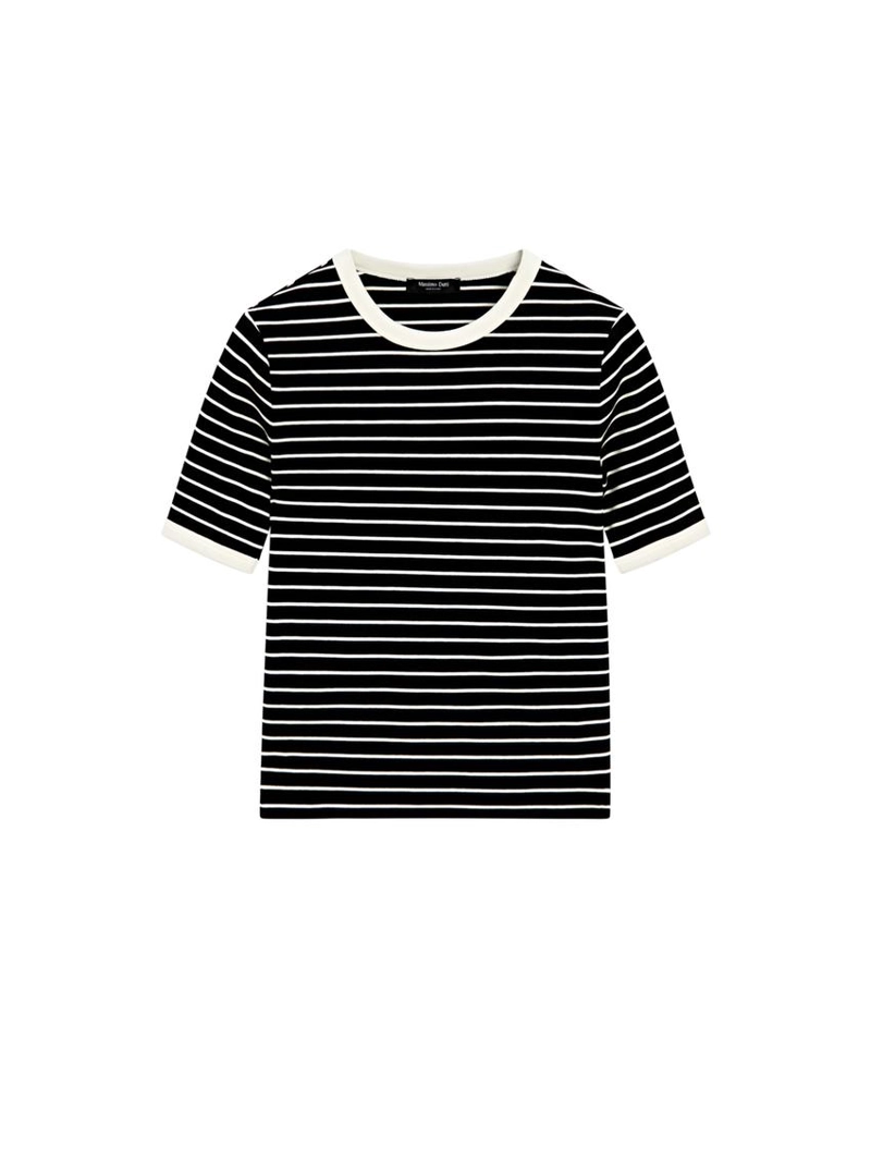 Футболка с коротким рукавом в полоску контрастного цвета