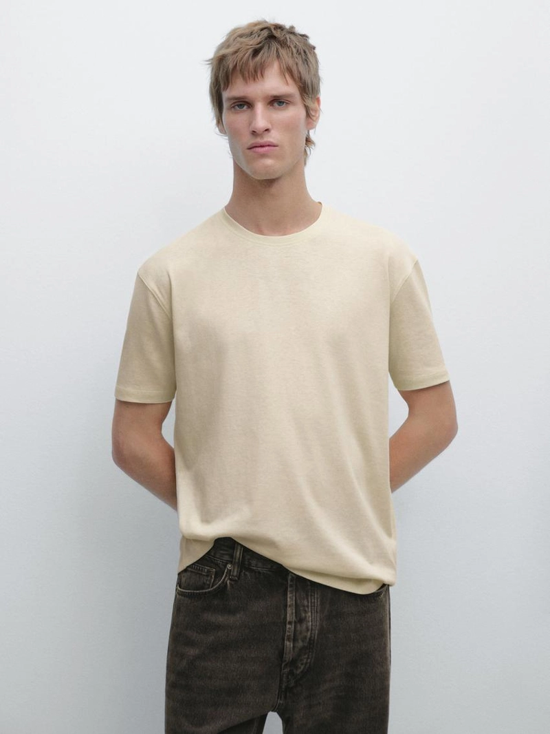 Футболка из хлопково-шерстяной смеси с коротким рукавом