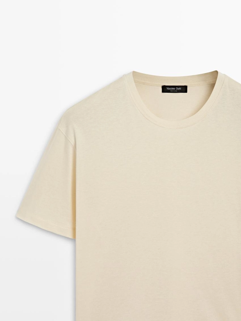 Футболка из хлопково-шерстяной смеси с коротким рукавом